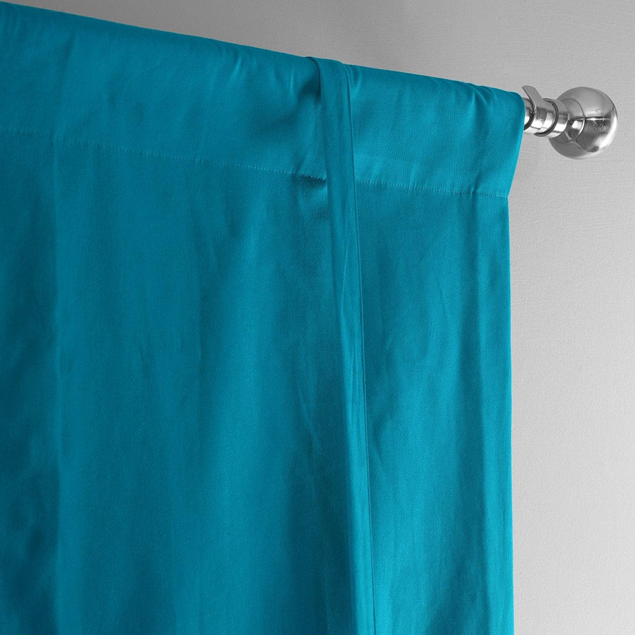 Capri Teal Solid Cotton Tie-Up Window Shade - HalfPriceDrapes.com