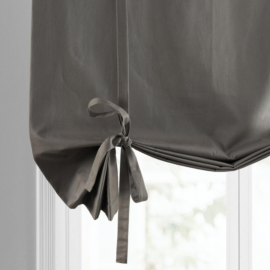 River Rock Grey Solid Cotton Tie-Up Window Shade - HalfPriceDrapes.com