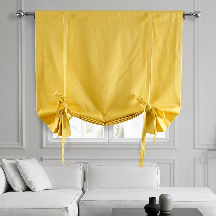 Mustard Yellow Solid Cotton Tie-Up Window Shade - HalfPriceDrapes.com