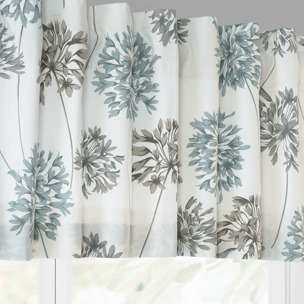 Allium Blue Gray Printed Cotton Window Valance - HalfPriceDrapes.com