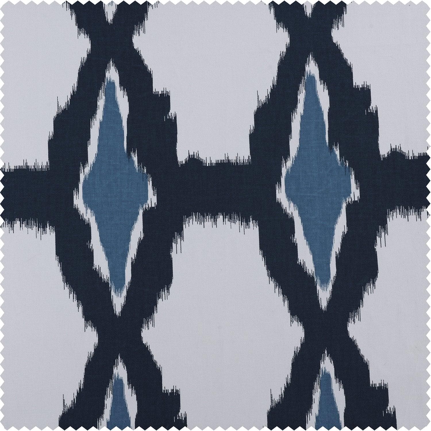 Sorong Royal Blue Geometric Printed Cotton Custom Curtain