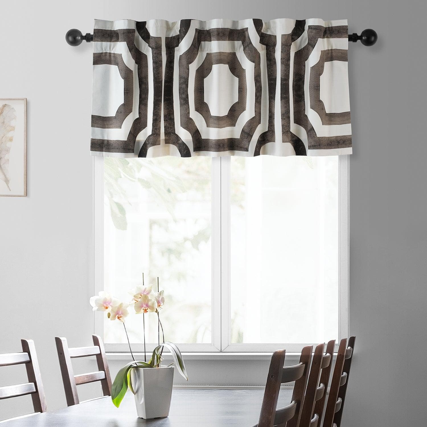 Mecca Brown Printed Cotton Window Valance - HalfPriceDrapes.com