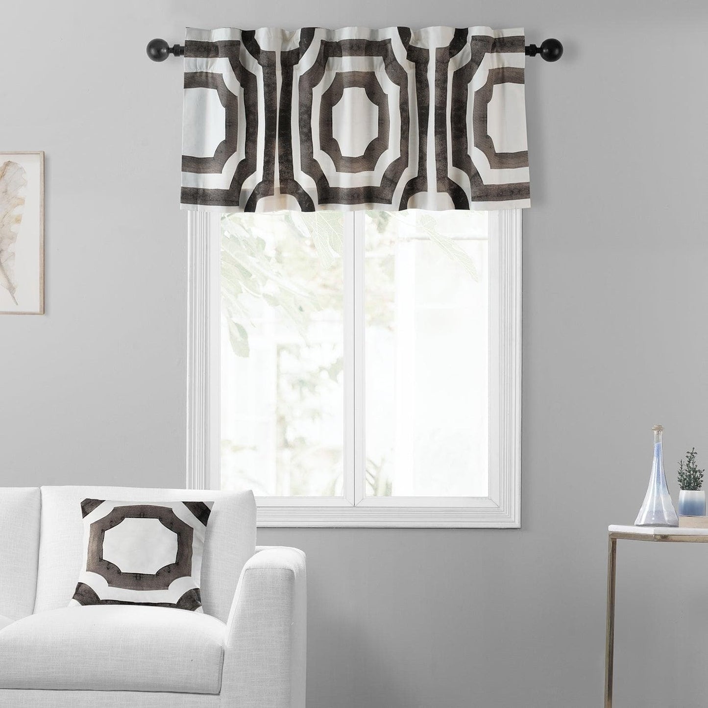 Mecca Brown Printed Cotton Window Valance - HalfPriceDrapes.com