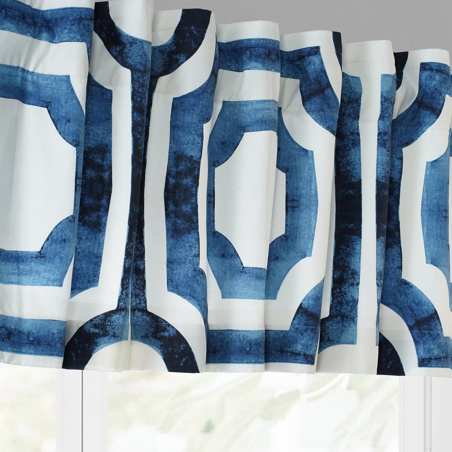 Mecca Blue Printed Cotton Window Valance - HalfPriceDrapes.com