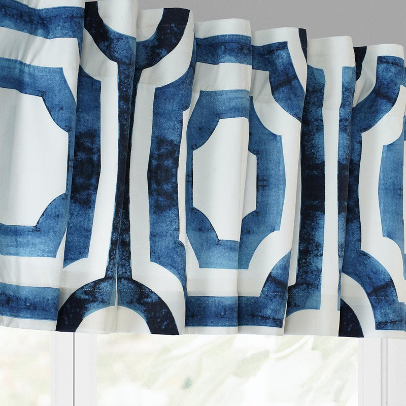 Mecca Blue Printed Cotton Window Valance - HalfPriceDrapes.com