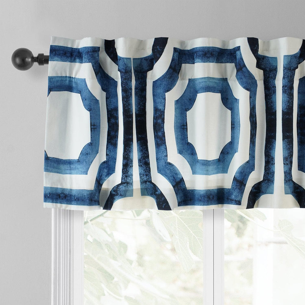 Mecca Blue Printed Cotton Window Valance - HalfPriceDrapes.com