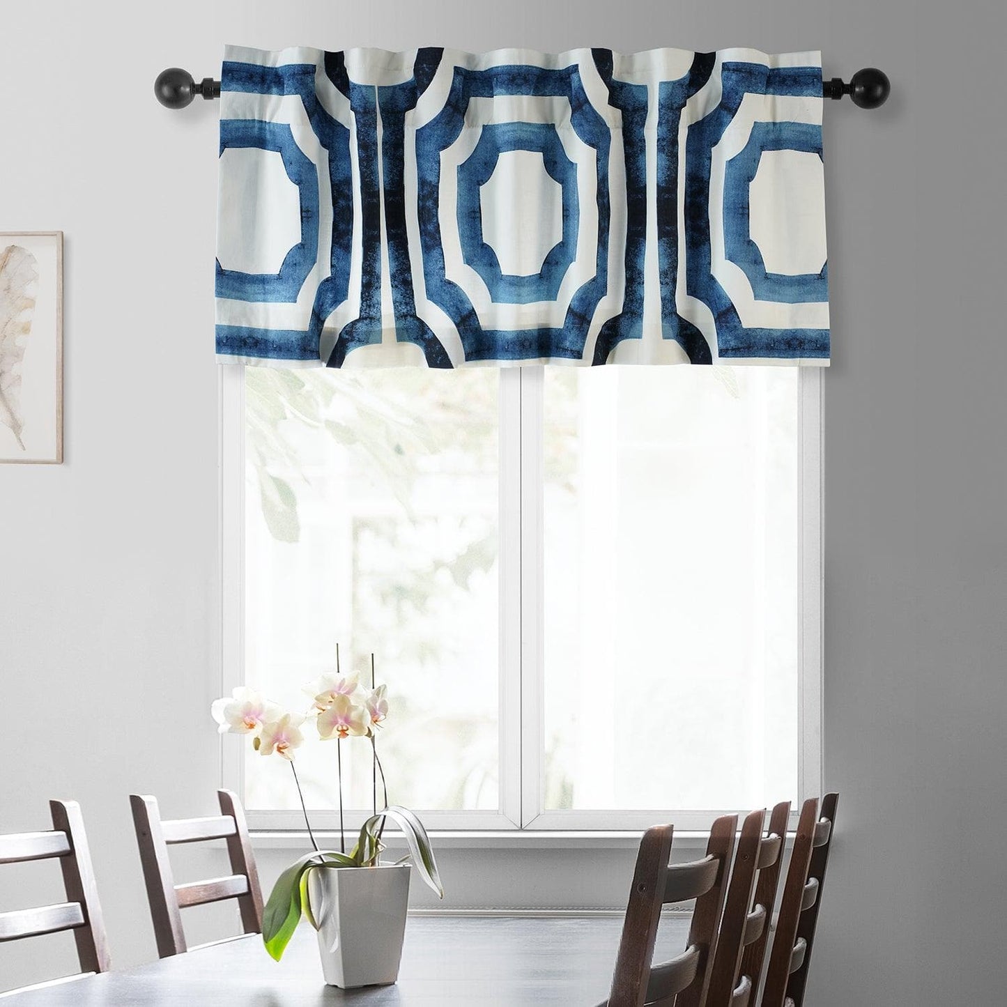 Mecca Blue Printed Cotton Window Valance - HalfPriceDrapes.com