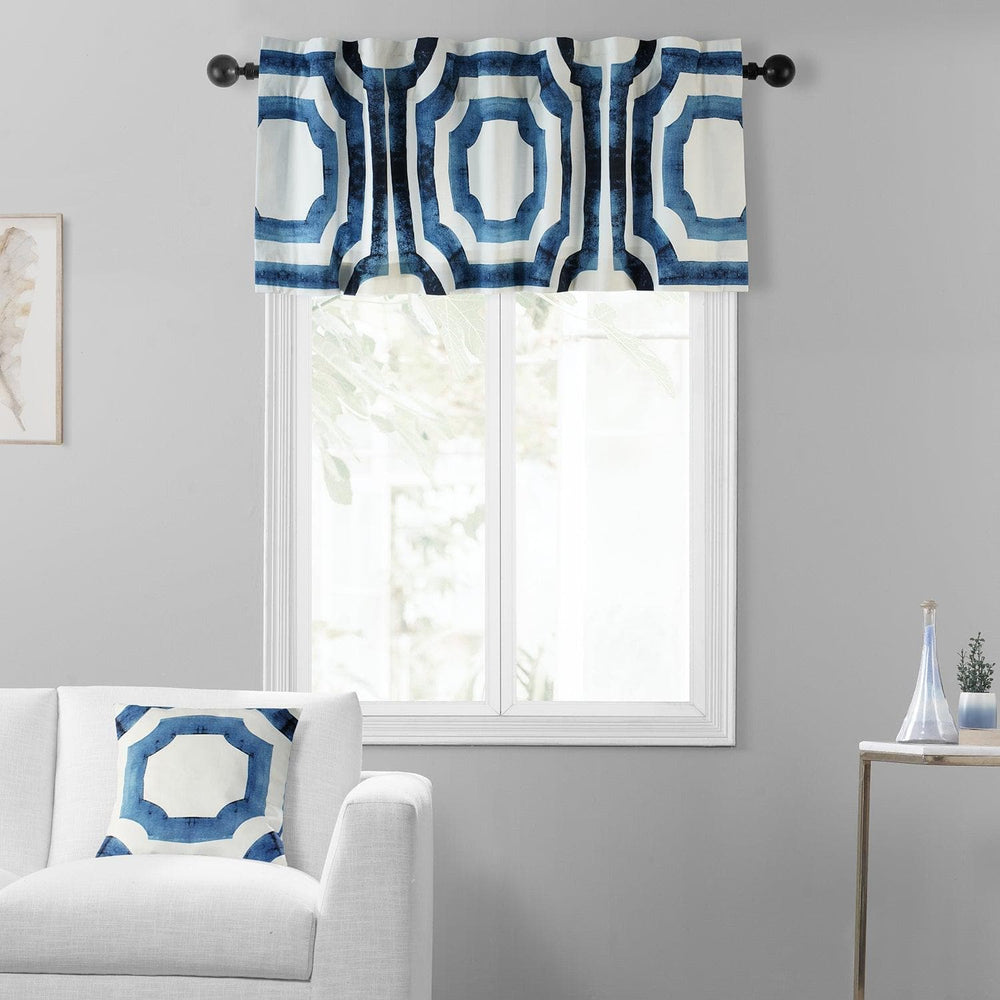 Mecca Blue Printed Cotton Window Valance - HalfPriceDrapes.com