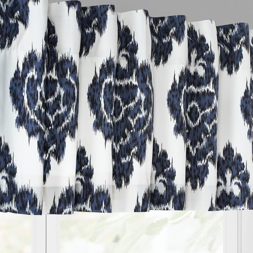 Ikat Blue Printed Cotton Window Valance - HalfPriceDrapes.com