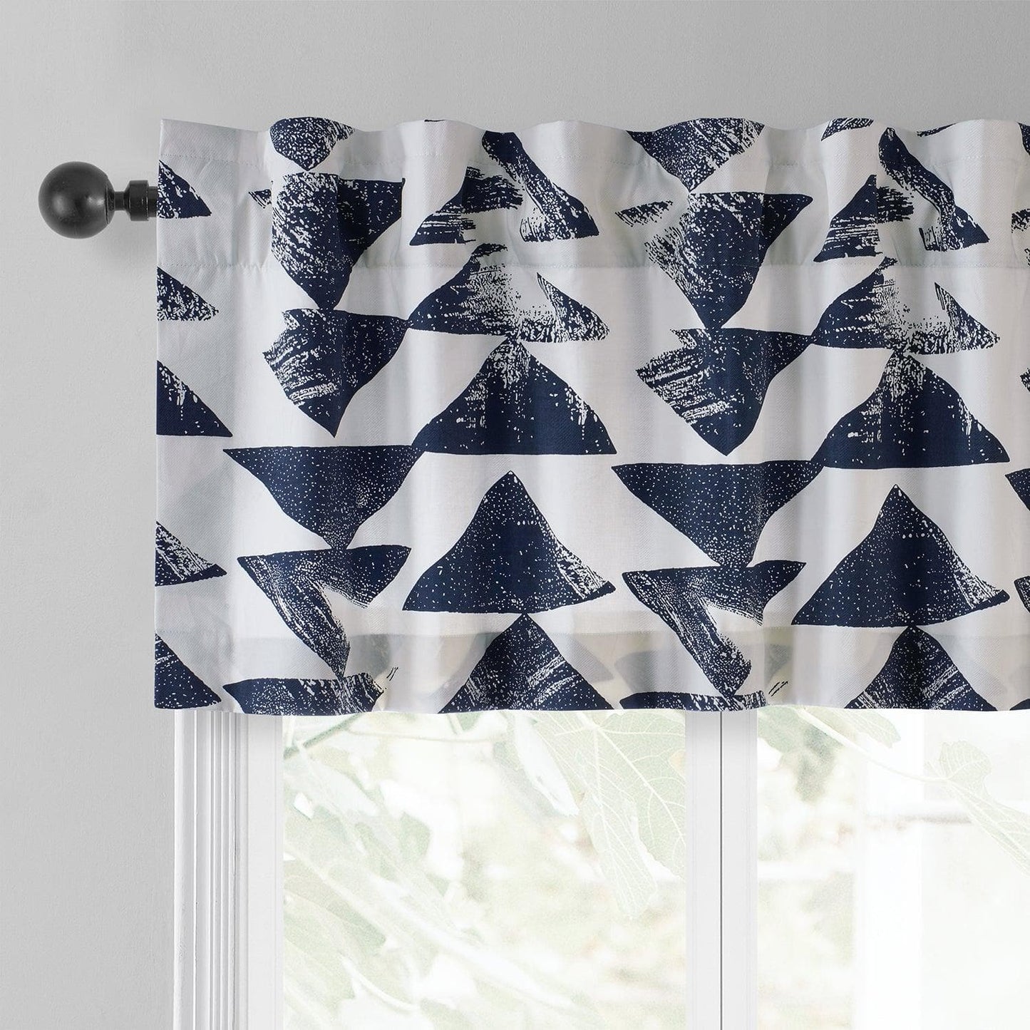 Triad Indigo Printed Cotton Window Valance - HalfPriceDrapes.com