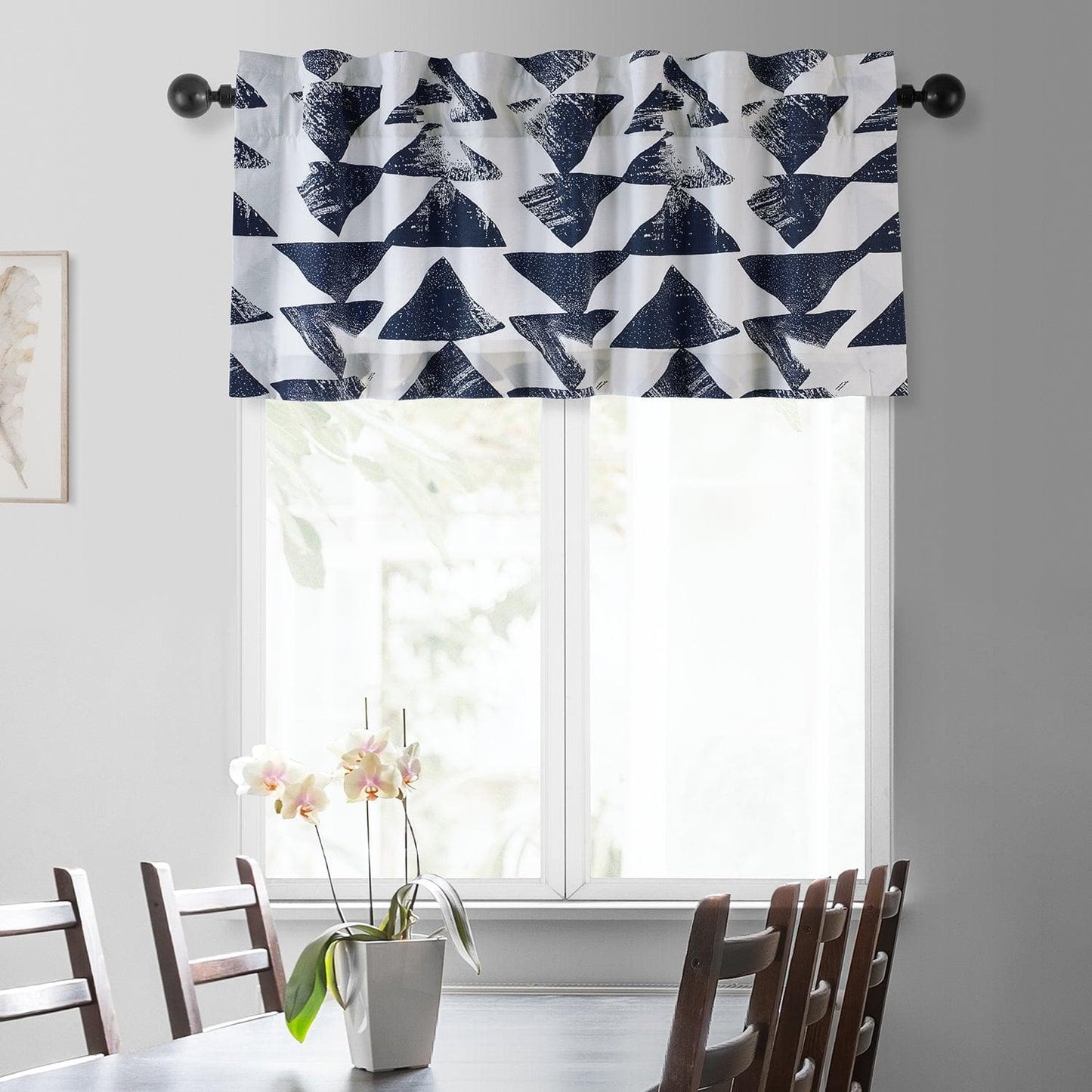 Triad Indigo Printed Cotton Window Valance - HalfPriceDrapes.com