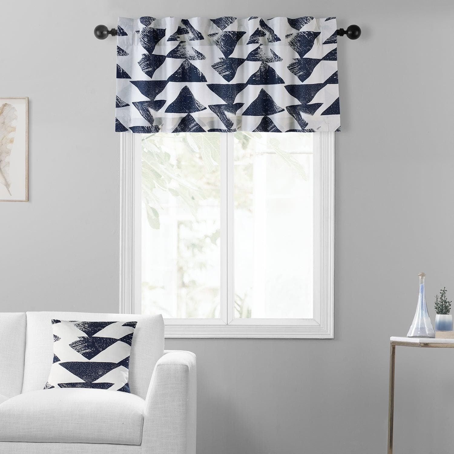 Triad Indigo Printed Cotton Window Valance - HalfPriceDrapes.com