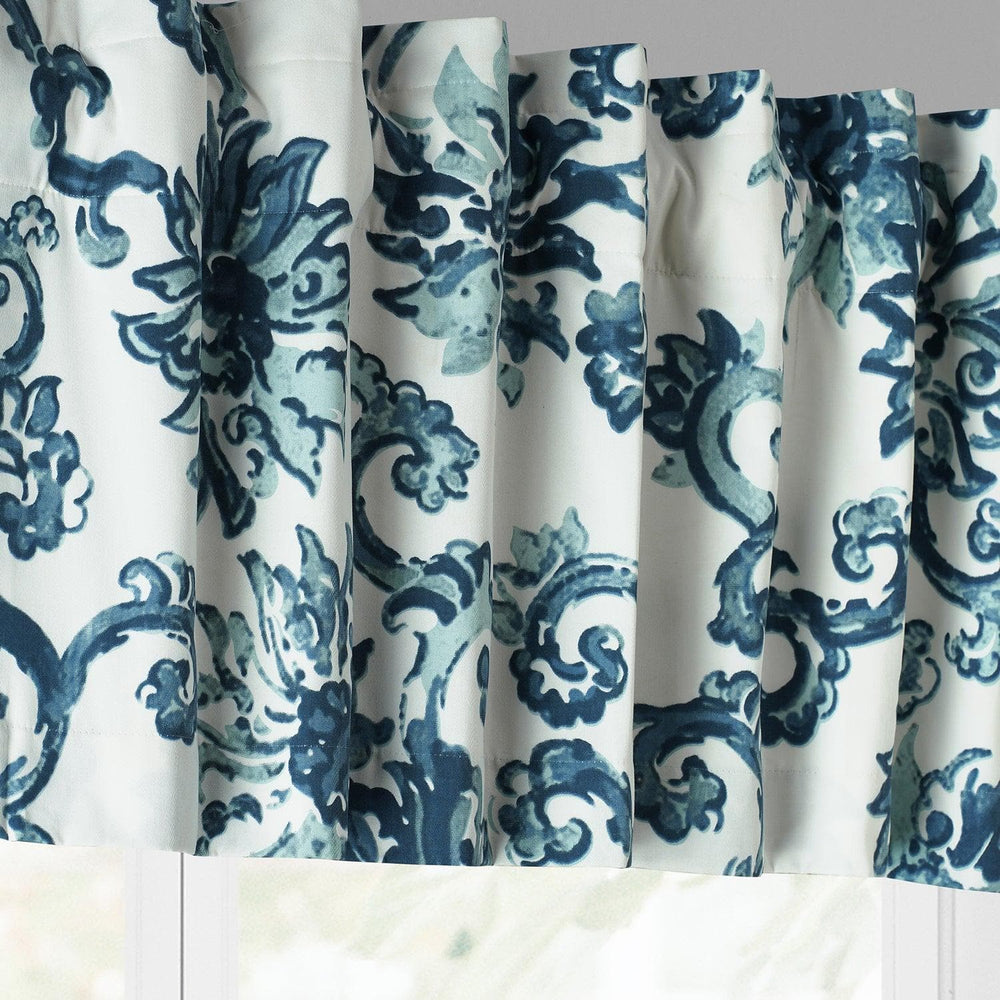 Indonesian Blue Printed Cotton Window Valance - HalfPriceDrapes.com