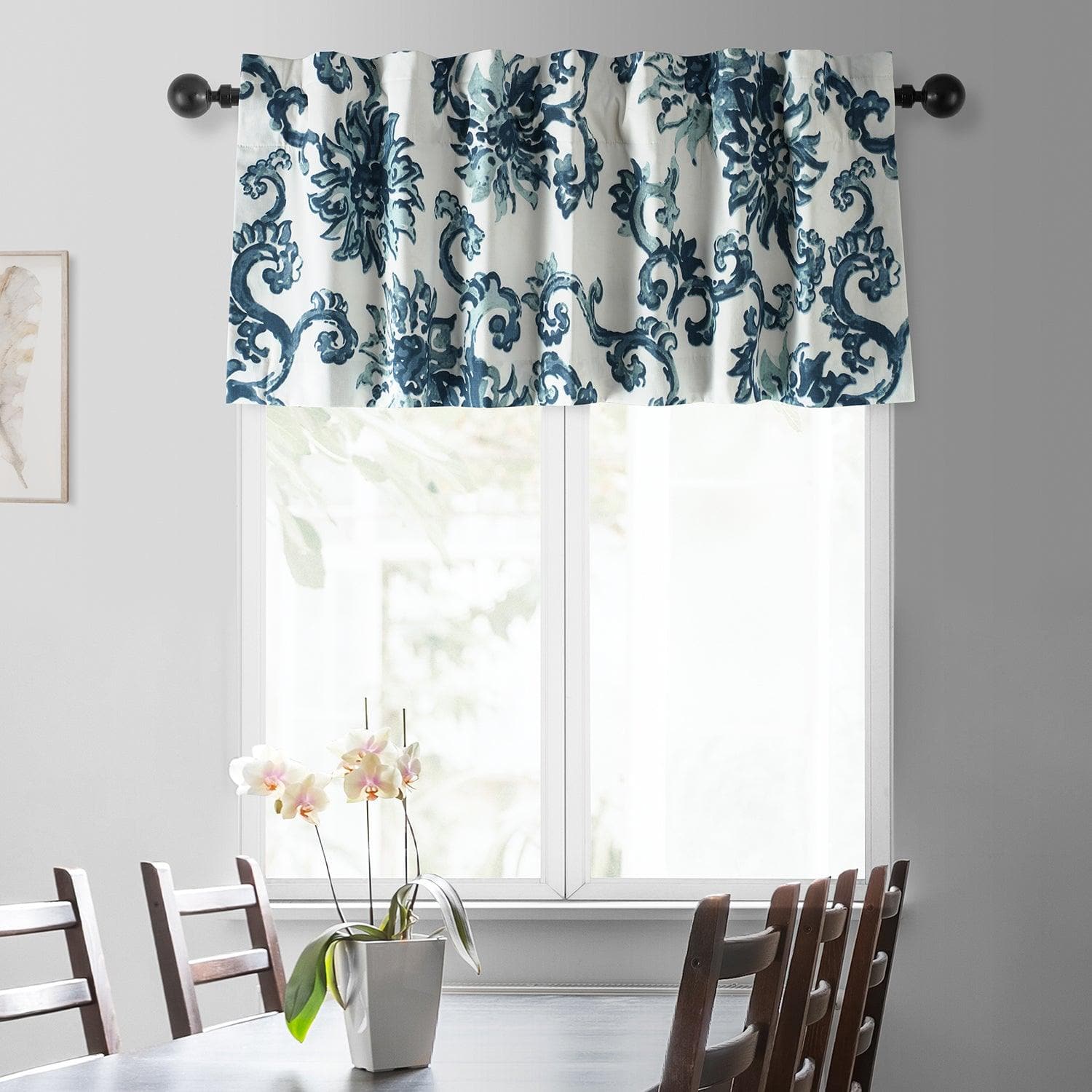 Indonesian Blue Printed Cotton Window Valance - HalfPriceDrapes.com