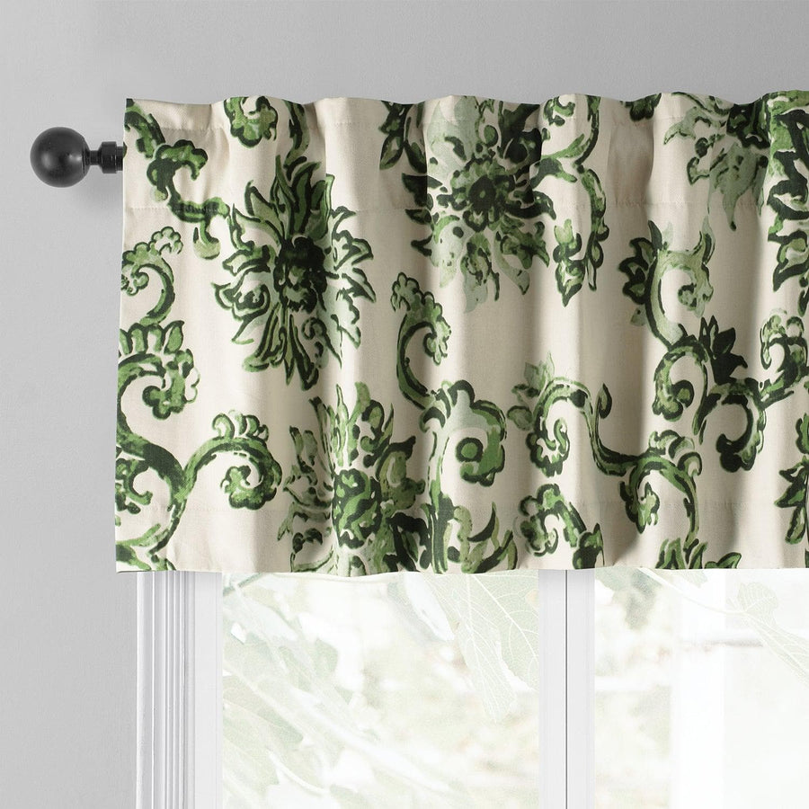 Indonesian Green Printed Cotton Window Valance - HalfPriceDrapes.com