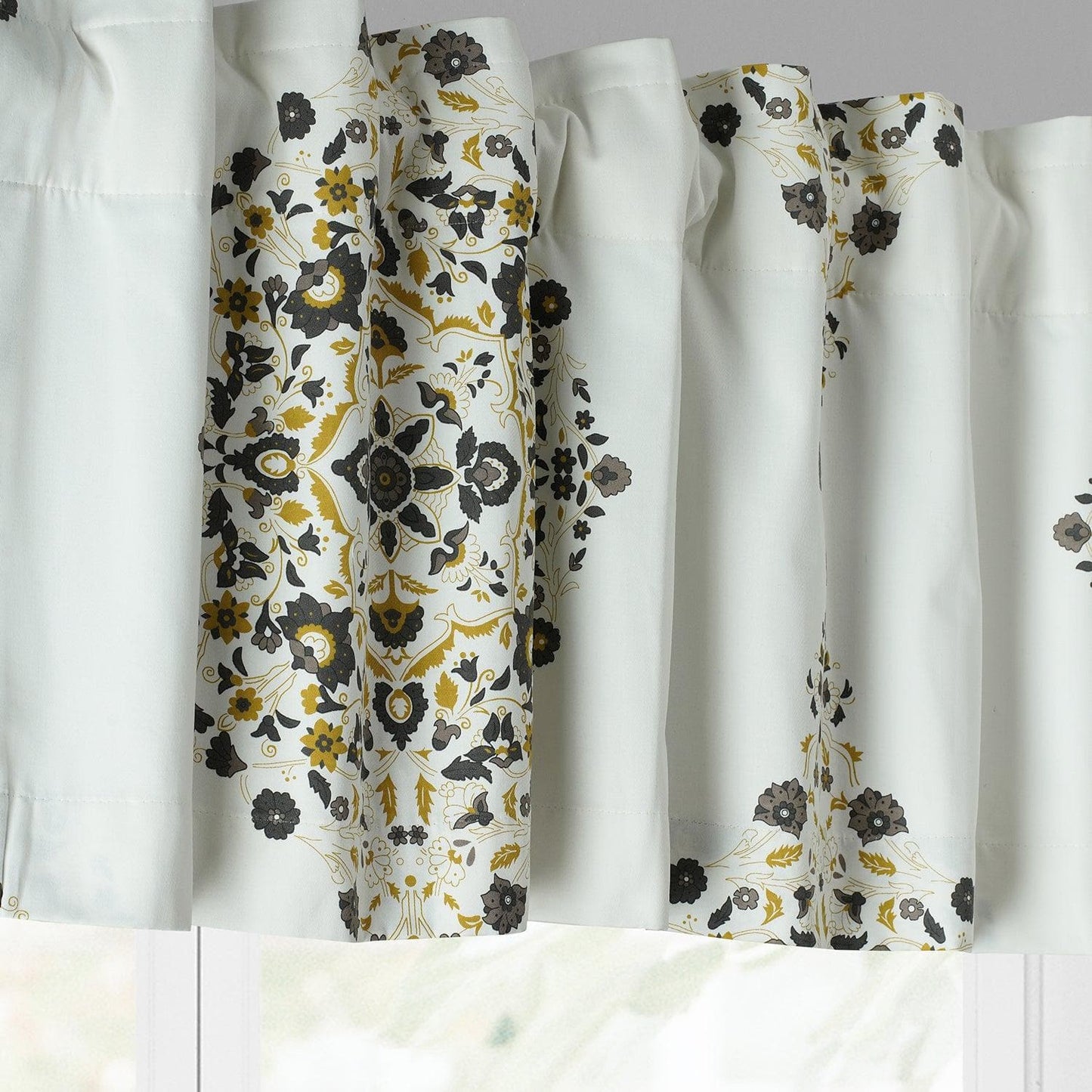 Kerala Gold Printed Cotton Window Valance - HalfPriceDrapes.com