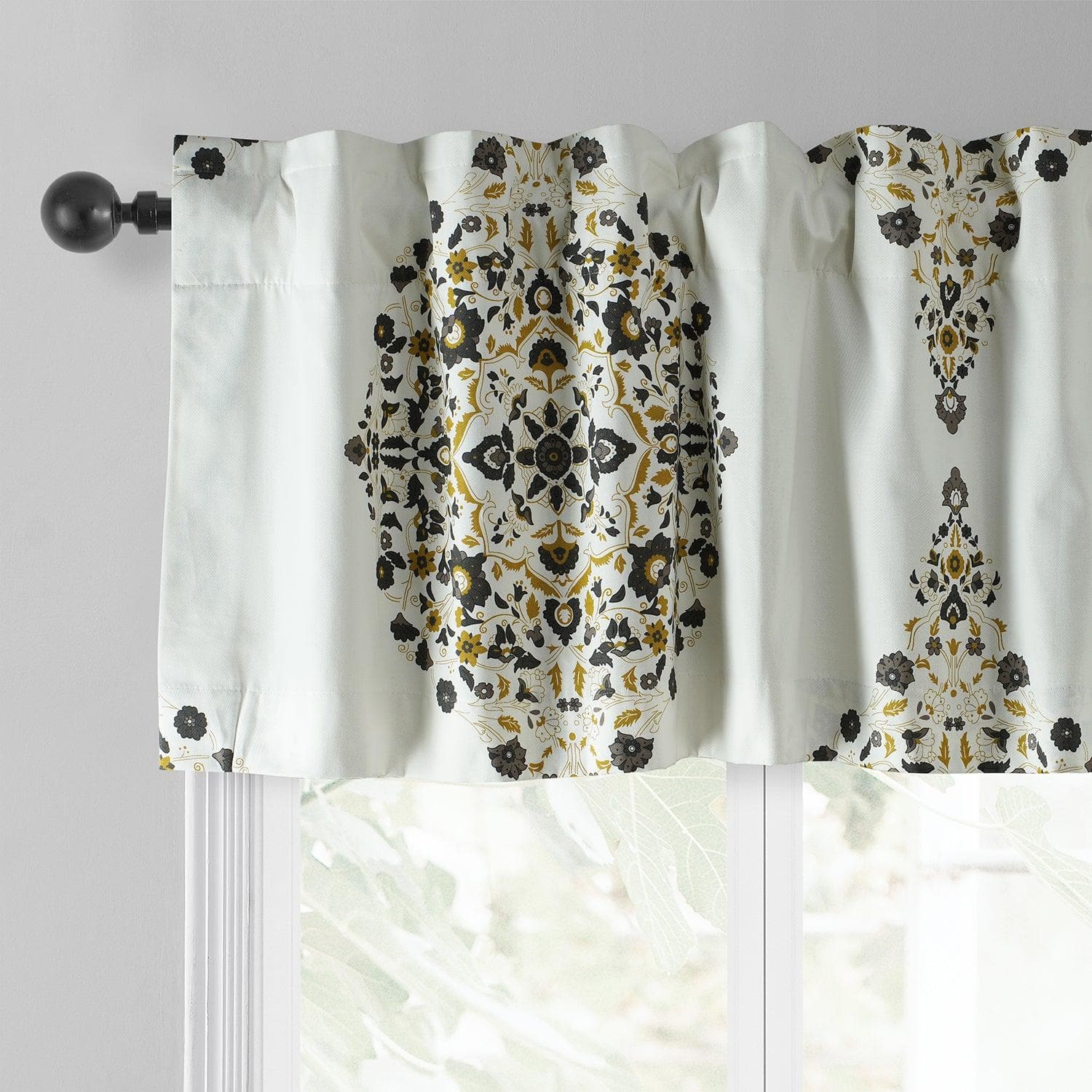 Kerala Gold Printed Cotton Window Valance - HalfPriceDrapes.com