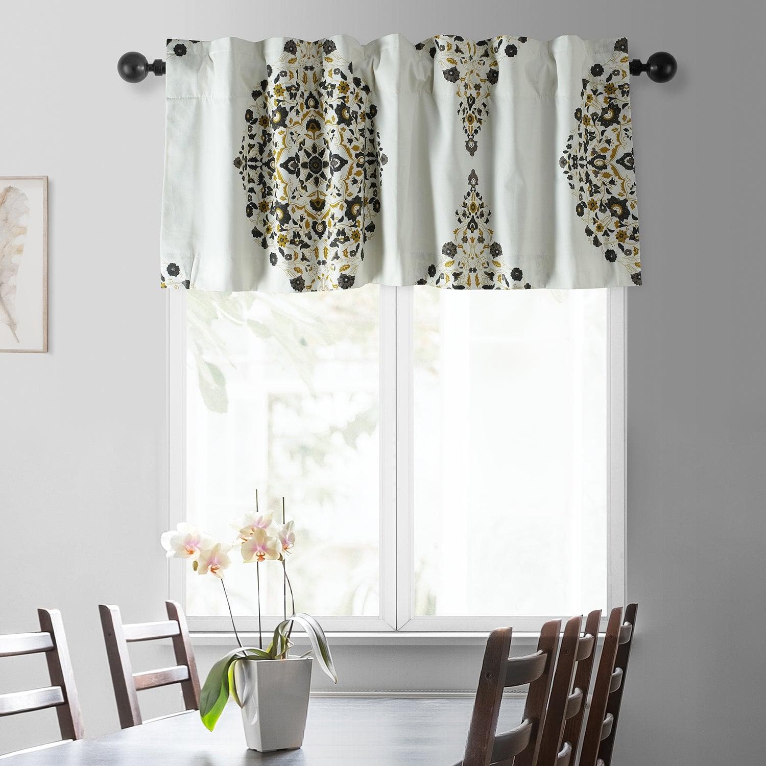 Kerala Gold Printed Cotton Window Valance - HalfPriceDrapes.com
