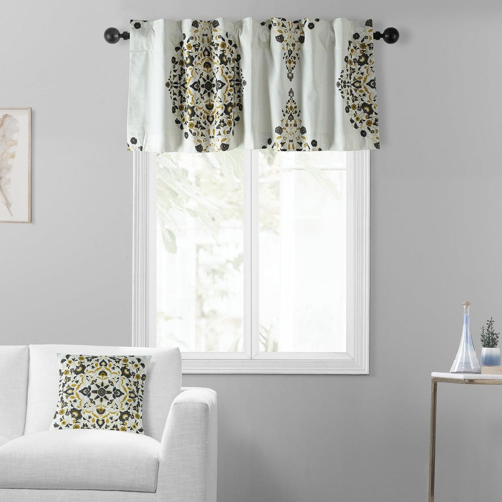 Kerala Gold Printed Cotton Window Valance - HalfPriceDrapes.com