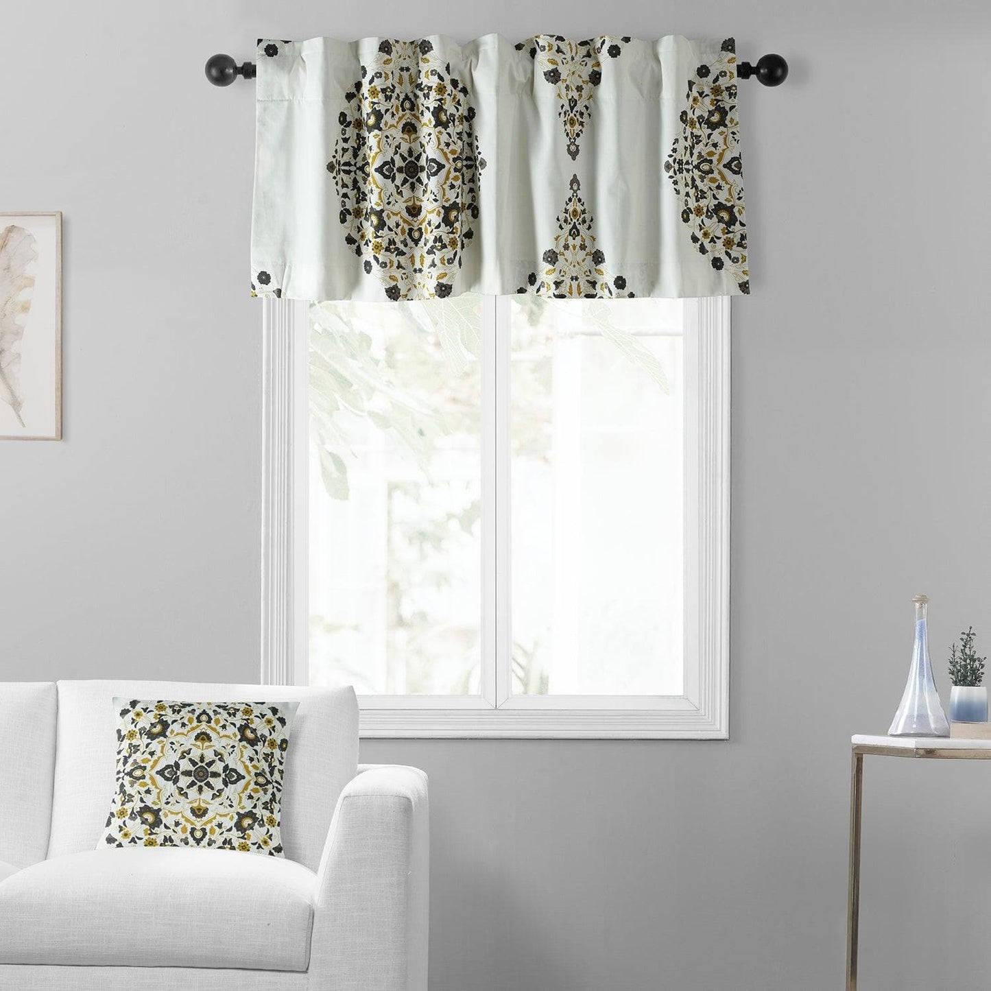 Kerala Gold Printed Cotton Window Valance - HalfPriceDrapes.com