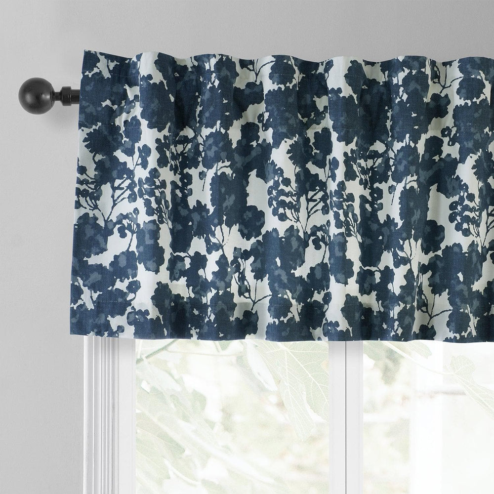 Fleur Blue Printed Cotton Window Valance - HalfPriceDrapes.com