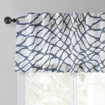 Ellis Blue Printed Cotton Window Valance - HalfPriceDrapes.com