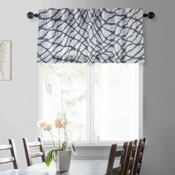 Ellis Blue Printed Cotton Window Valance - HalfPriceDrapes.com