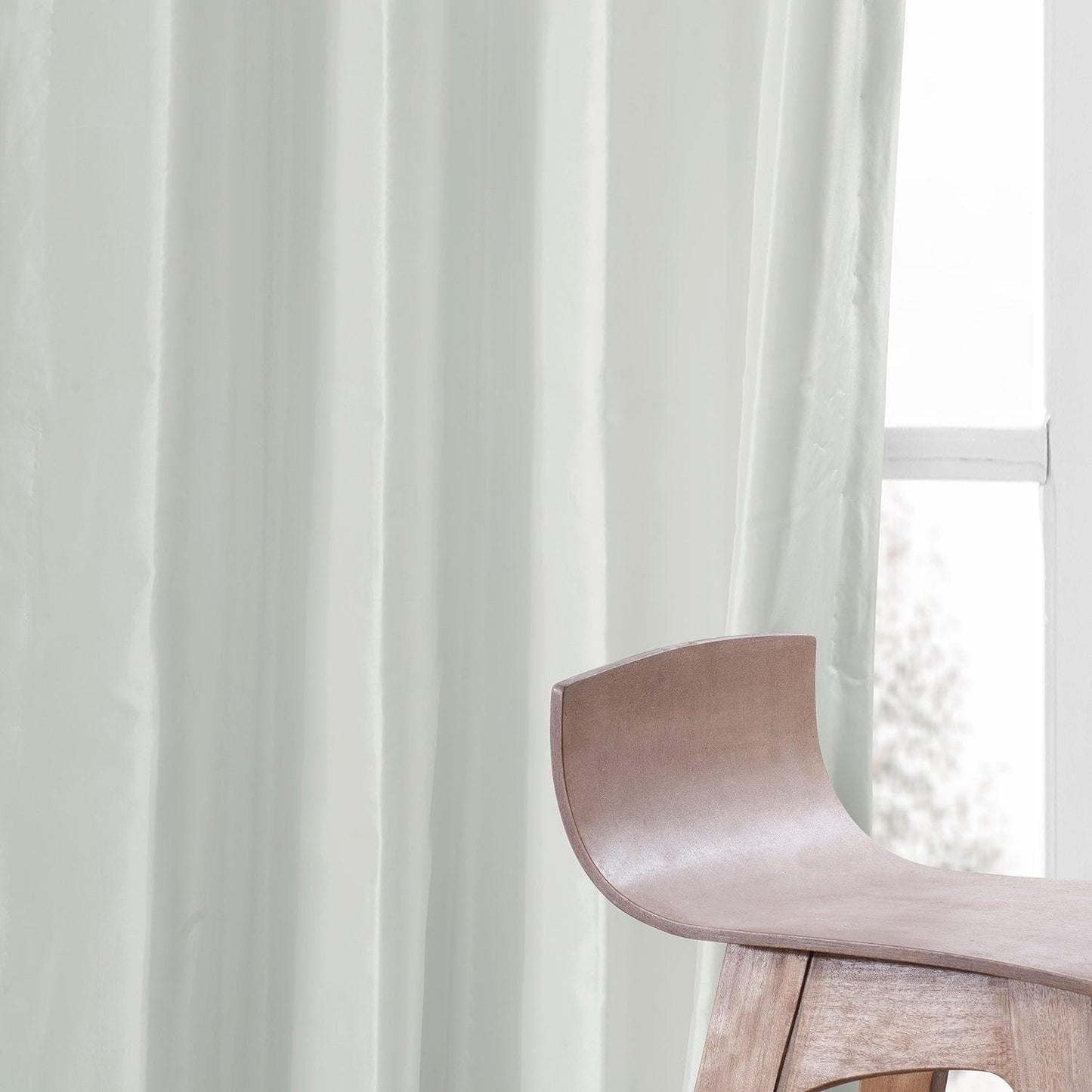 Eggshell Ruched Solid Faux Silk Taffeta Curtain - HalfPriceDrapes.com