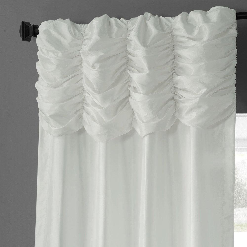 Eggshell Ruched Solid Faux Silk Taffeta Curtain