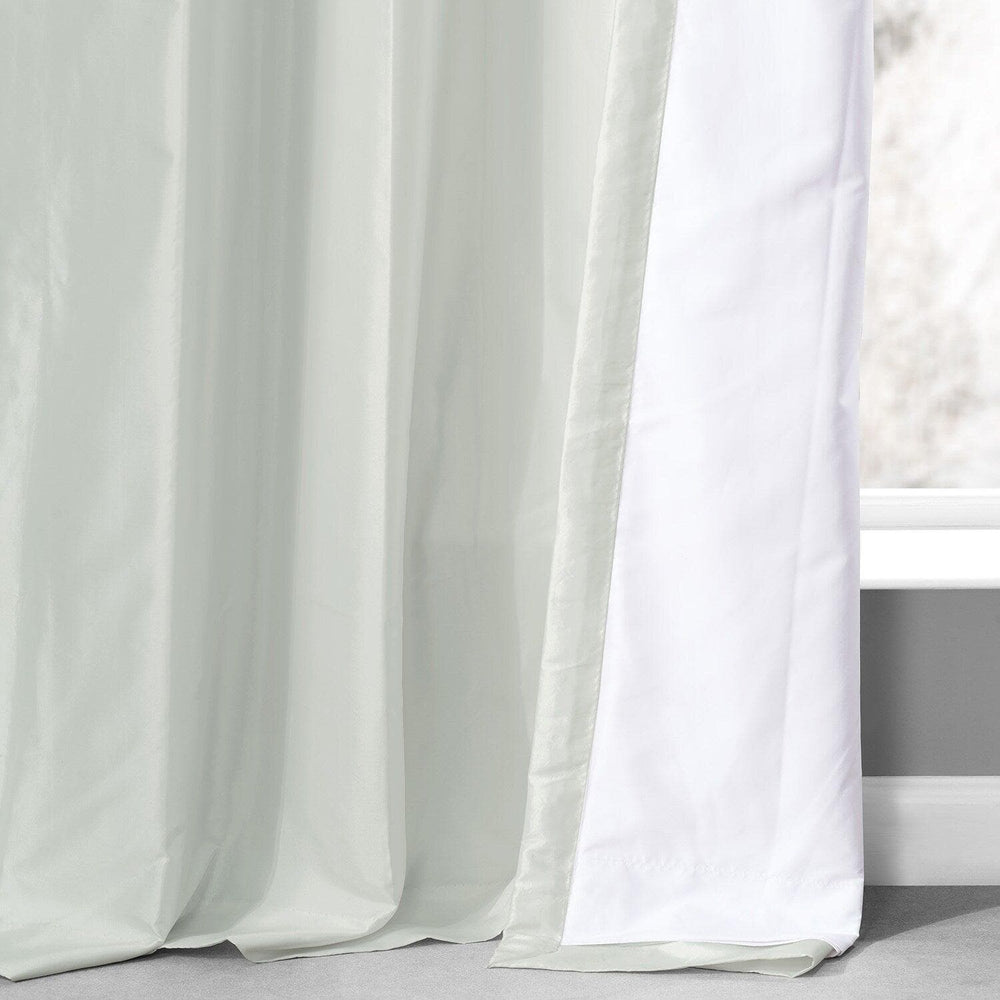 Eggshell Ruched Solid Faux Silk Taffeta Curtain
