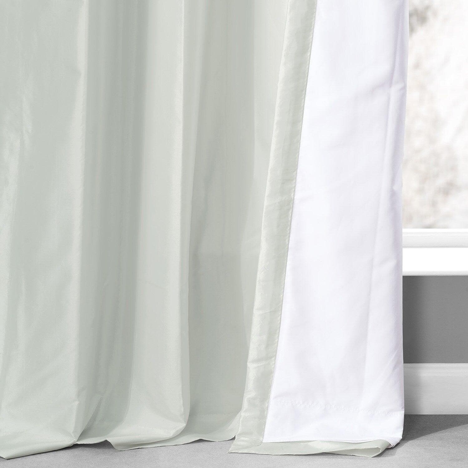 Eggshell Ruched Solid Faux Silk Taffeta Curtain
