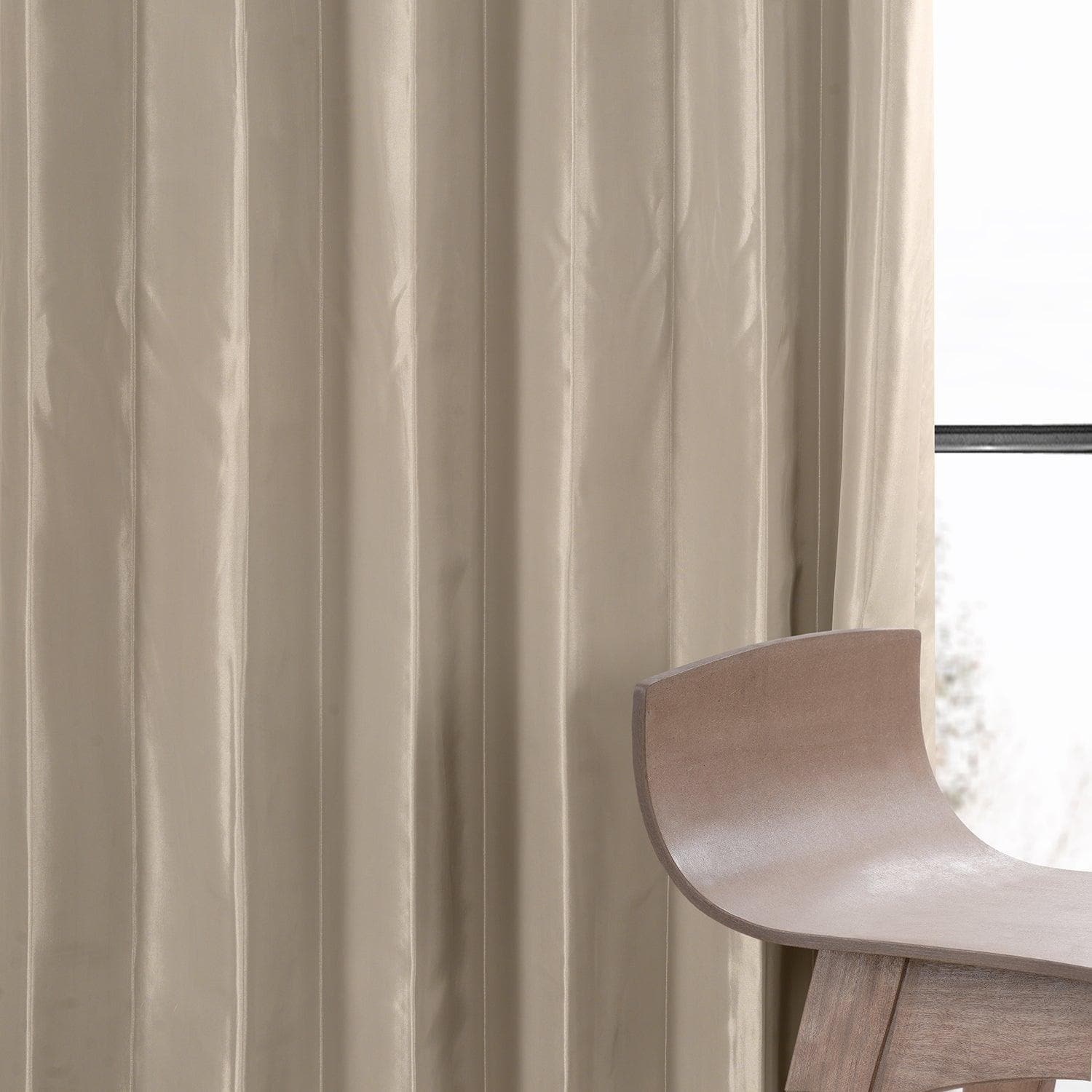 Antique Beige Faux Silk Taffeta Blackout Curtain - HalfPriceDrapes.com