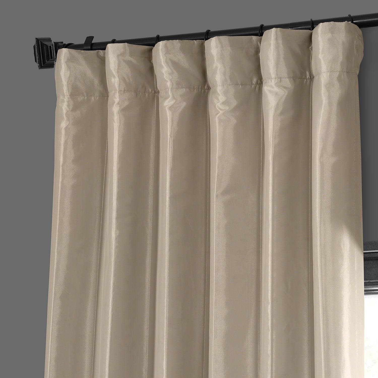 Antique Beige Faux Silk Taffeta Blackout Curtain
