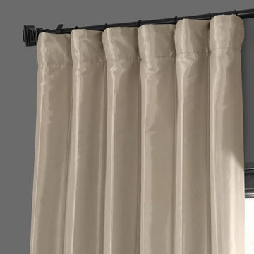 Antique Beige Faux Silk Taffeta Blackout Curtain