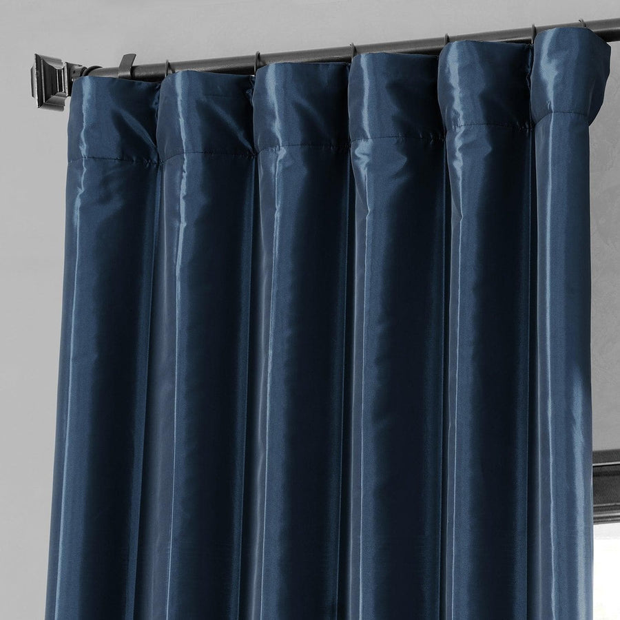 Navy Blue Faux Silk Taffeta Blackout Curtain