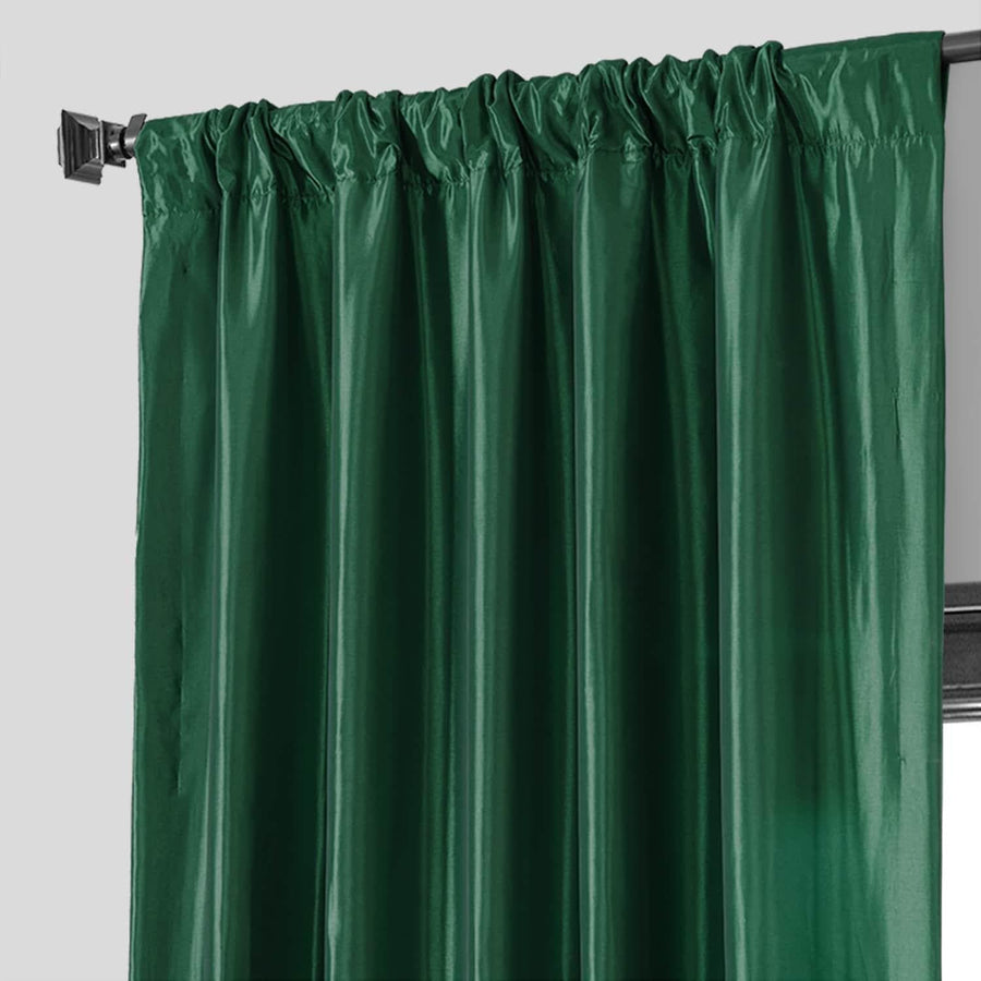 Emerald Green Faux Silk Taffeta Blackout Curtain