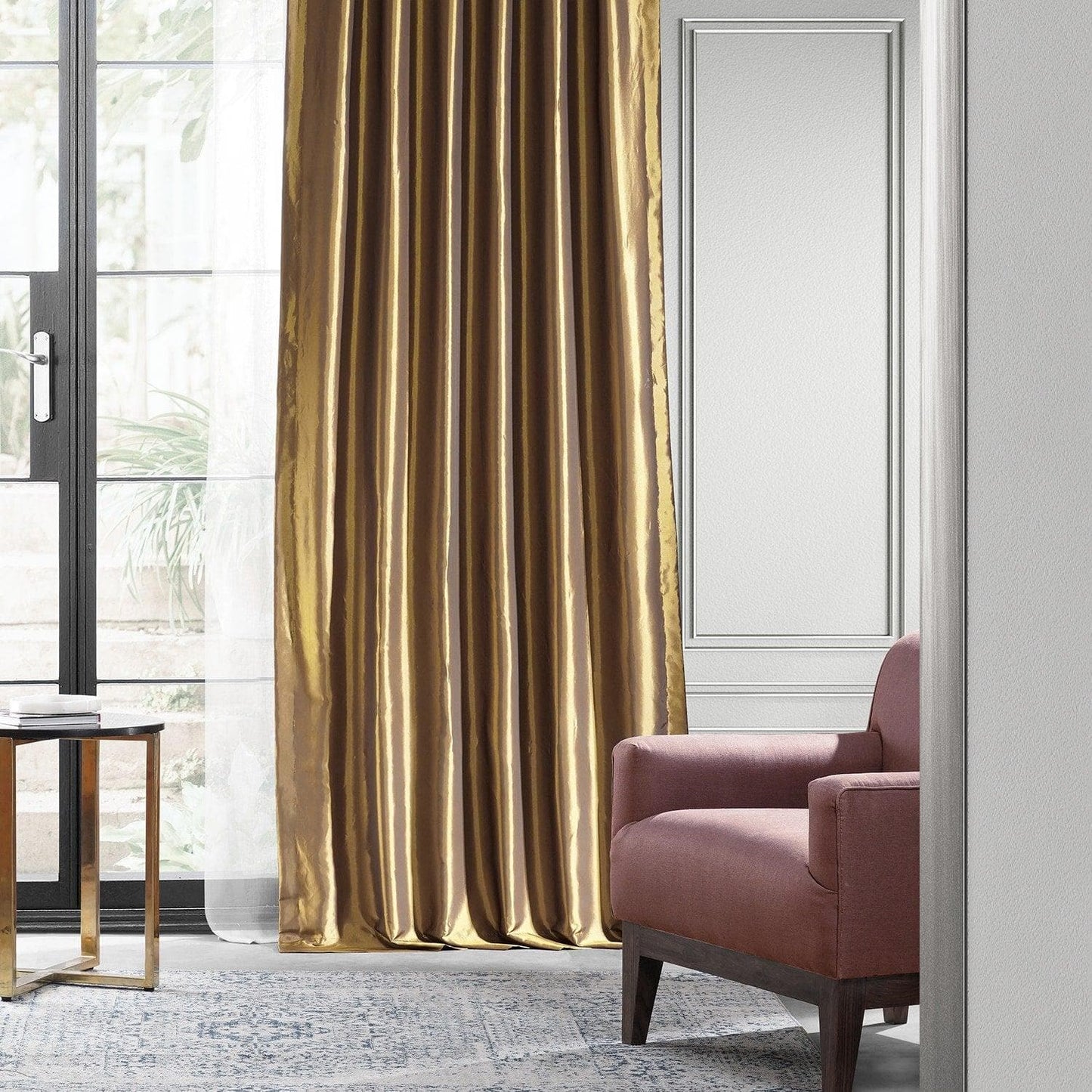 Golden Spice Faux Silk Taffeta Blackout Curtain