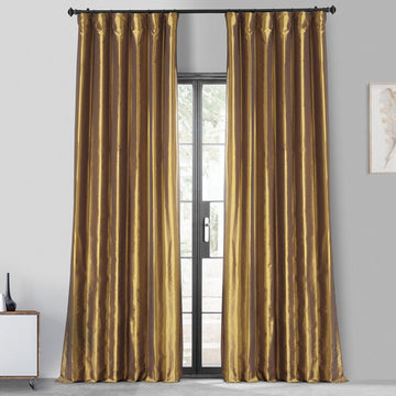 Golden Spice Faux Silk Taffeta Blackout Curtain