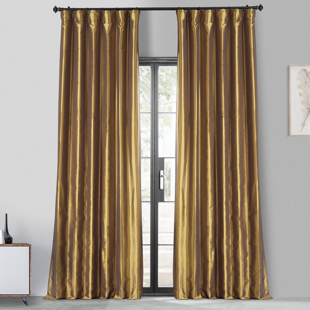 Golden Spice Faux Silk Taffeta Blackout Curtain