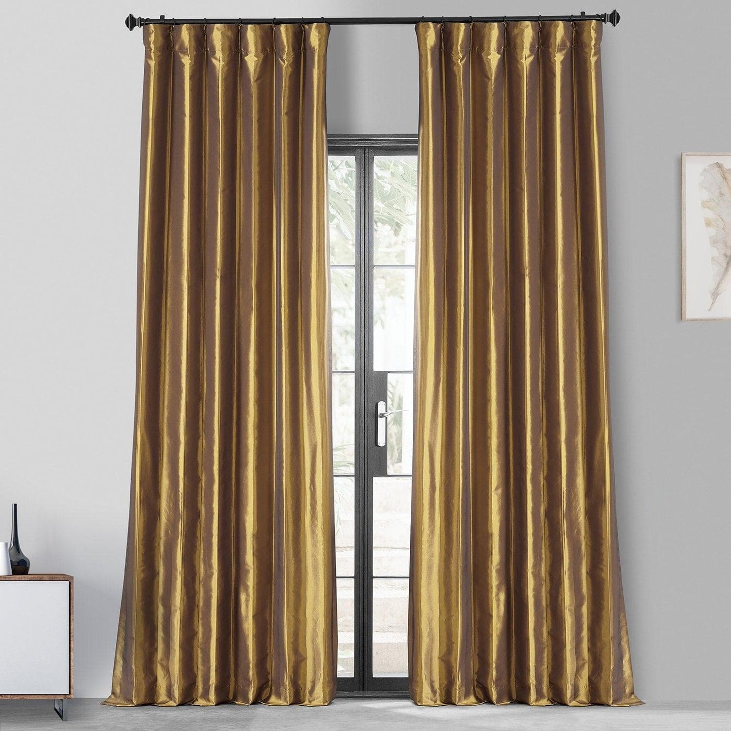 Golden Spice Faux Silk Taffeta Blackout Curtain