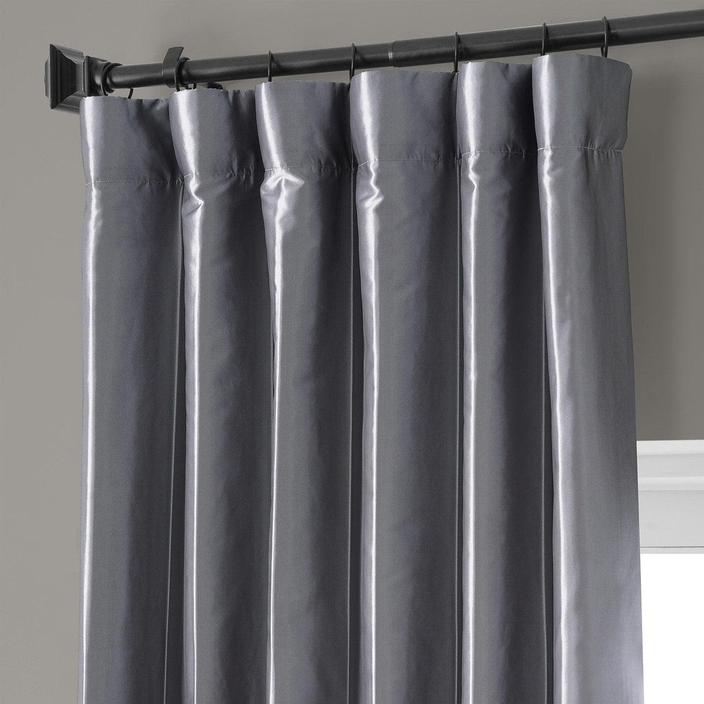 Social Silver Faux Silk Taffeta Hotel Blackout Curtain