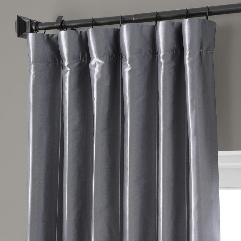 Social Silver Faux Silk Taffeta Hotel Blackout Curtain
