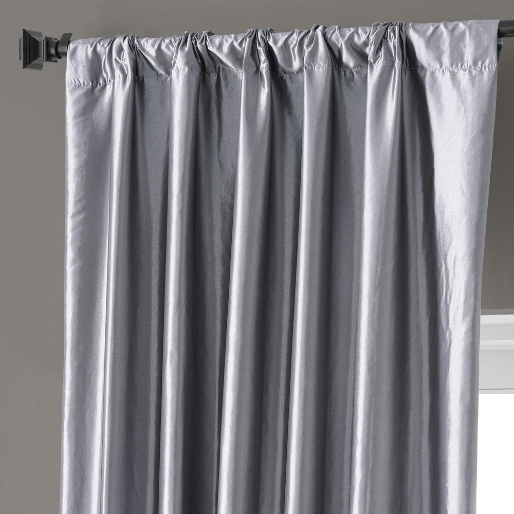 Social Silver Faux Silk Taffeta Hotel Blackout Curtain