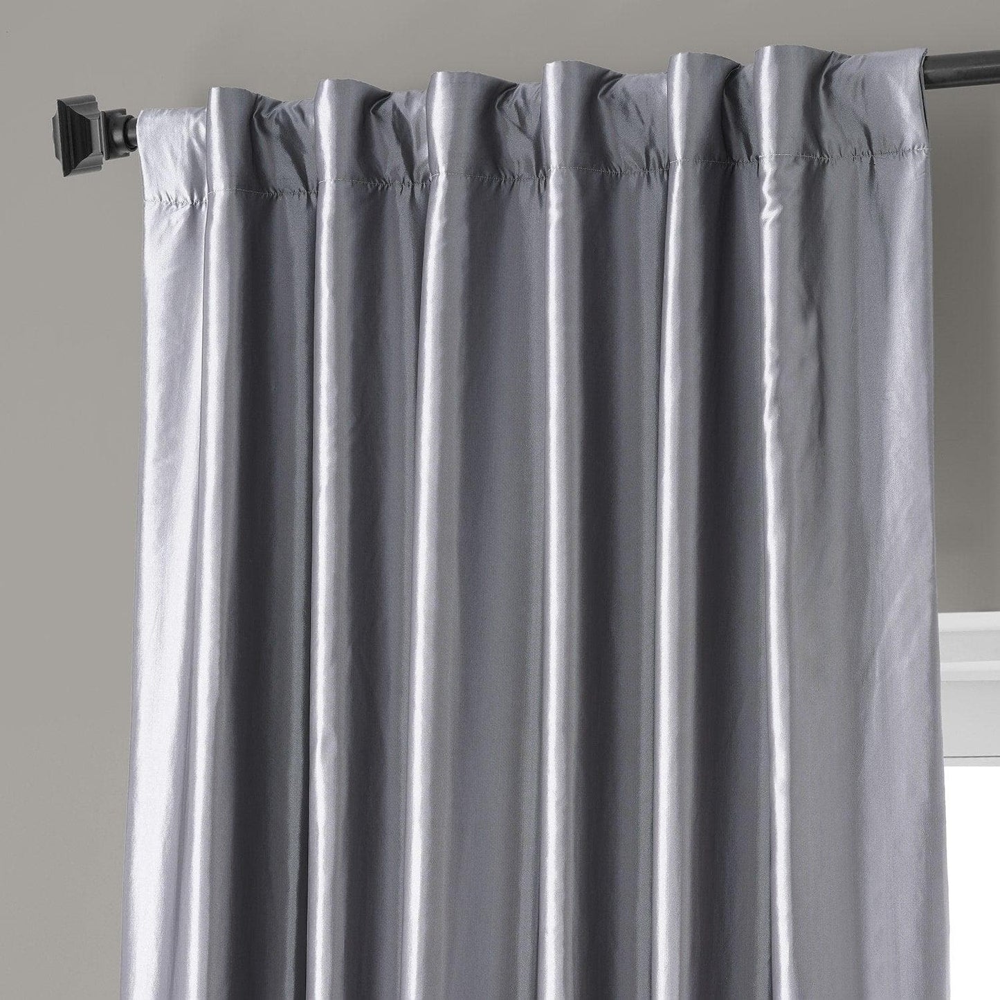 Social Silver Faux Silk Taffeta Hotel Blackout Curtain