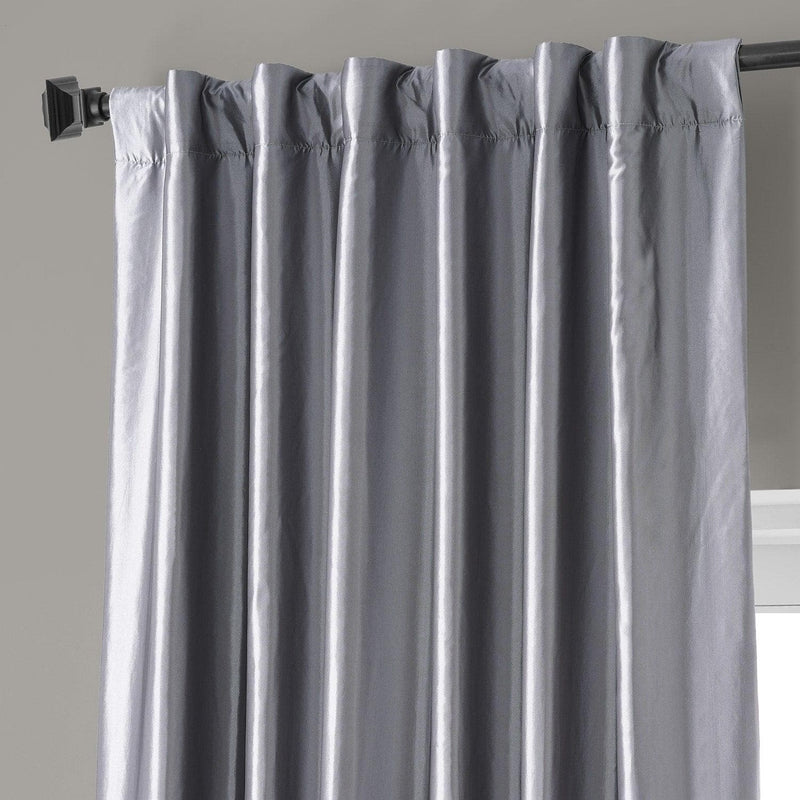 Social Silver Faux Silk Taffeta Hotel Blackout Curtain