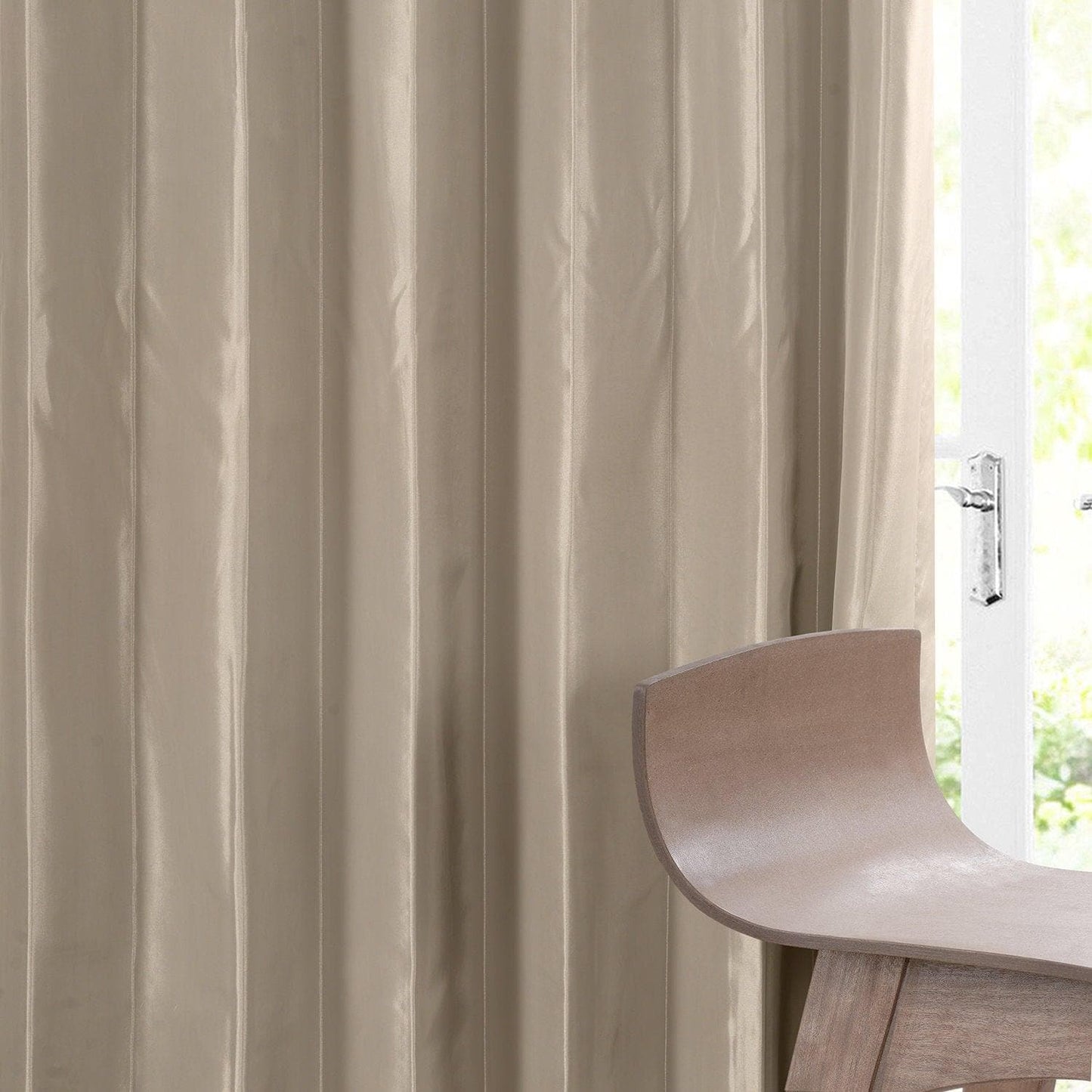 Antique Beige Solid Faux Silk Taffeta Curtain - HalfPriceDrapes.com