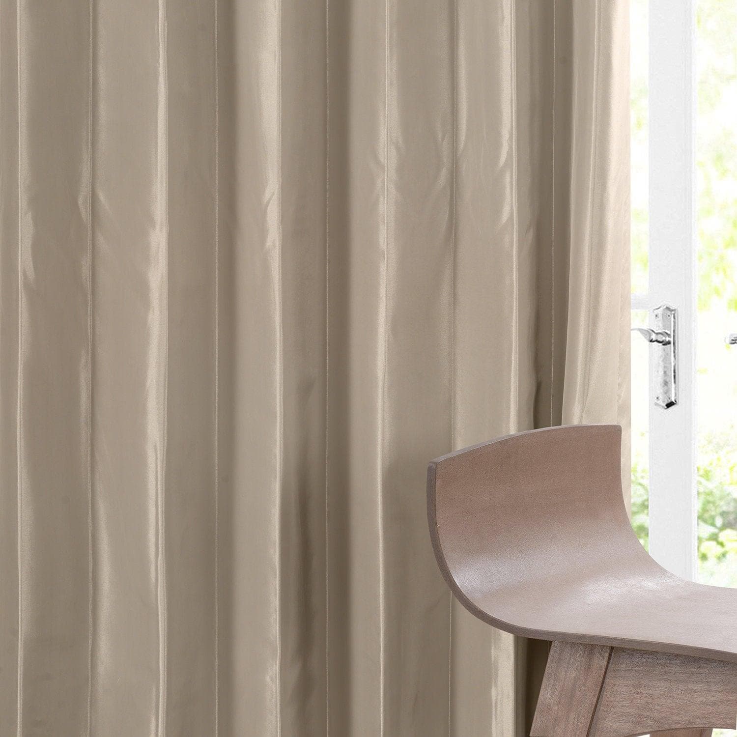 Antique Beige Solid Faux Silk Taffeta Curtain - HalfPriceDrapes.com