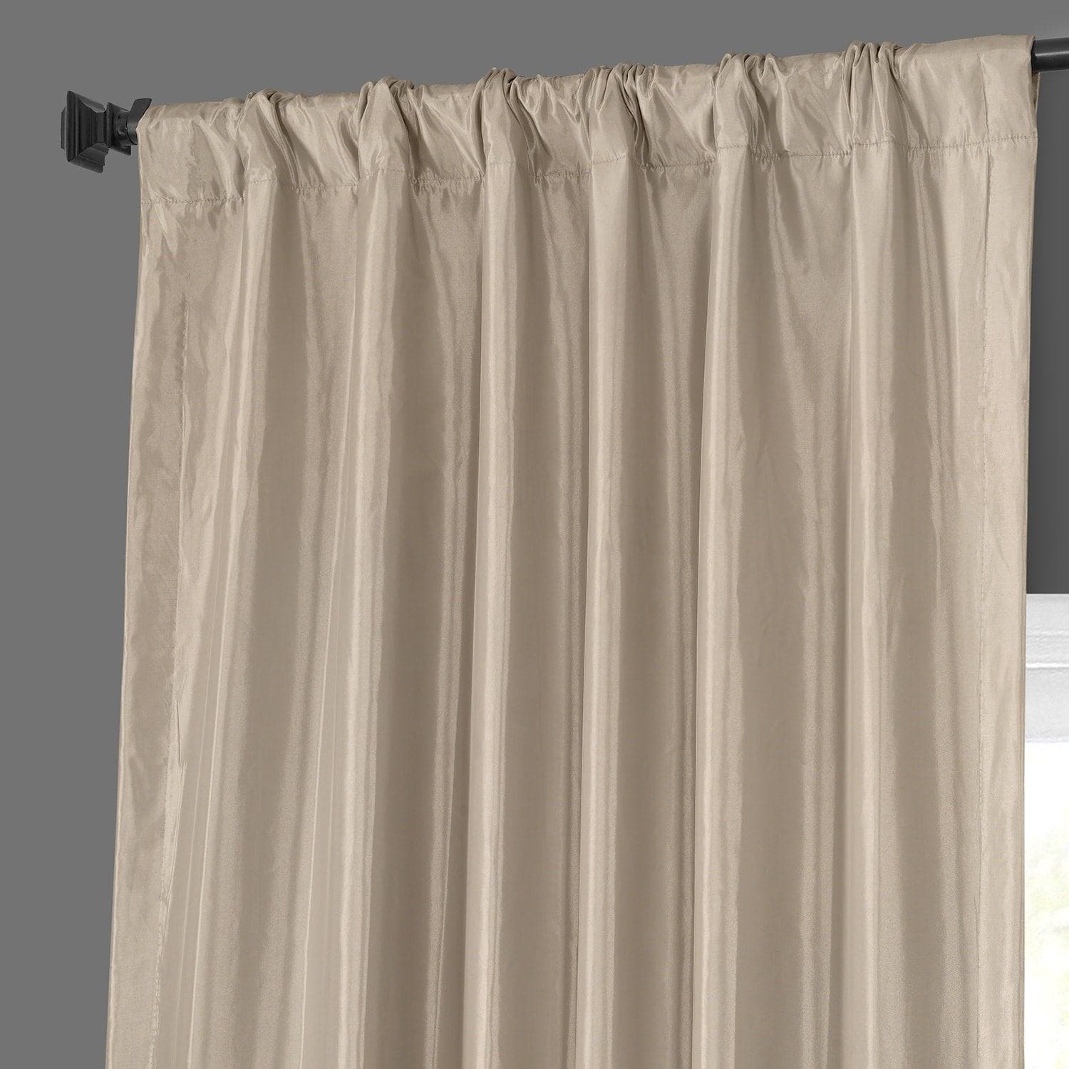 Antique Beige Solid Faux Silk Taffeta Curtain