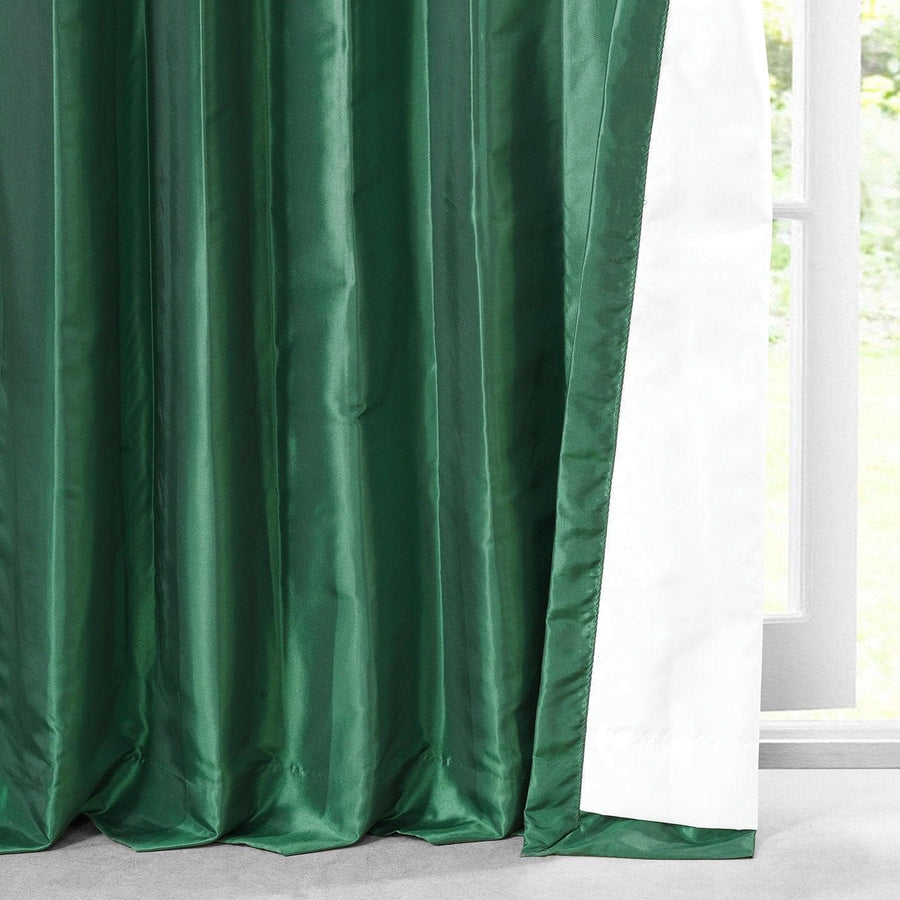 Emerald Green Solid Faux Silk Taffeta Curtain