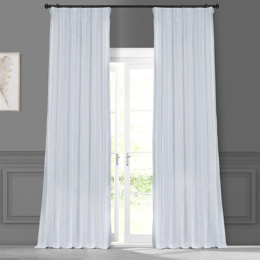 White Solid Faux Silk Taffeta Curtain